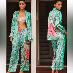 HAH x FREE PEOPLE ECO PAJAMA SET “Face Plant” in Emerald Green NWT sz XL
